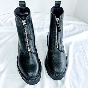 H&M Black Zip Front Boots Size 8